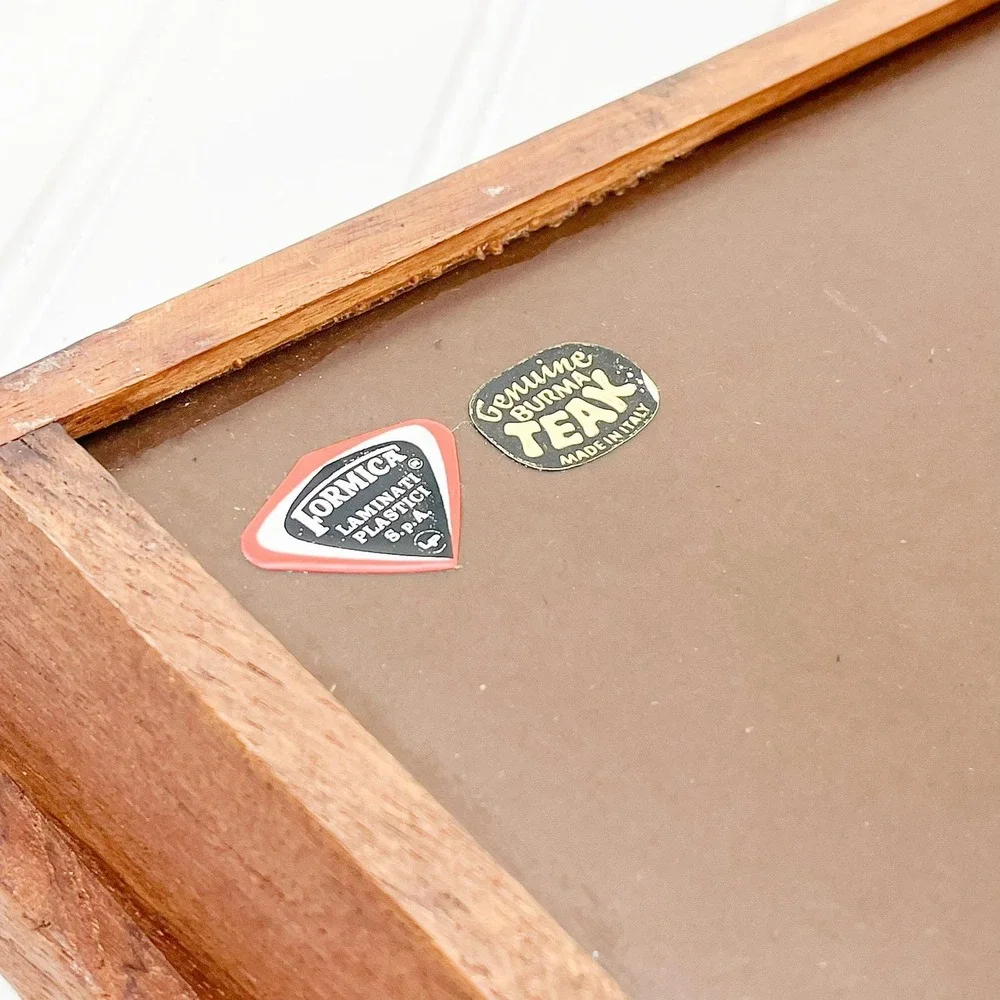Midcentury Modern Teak Appetizer Tray with Wood Handles